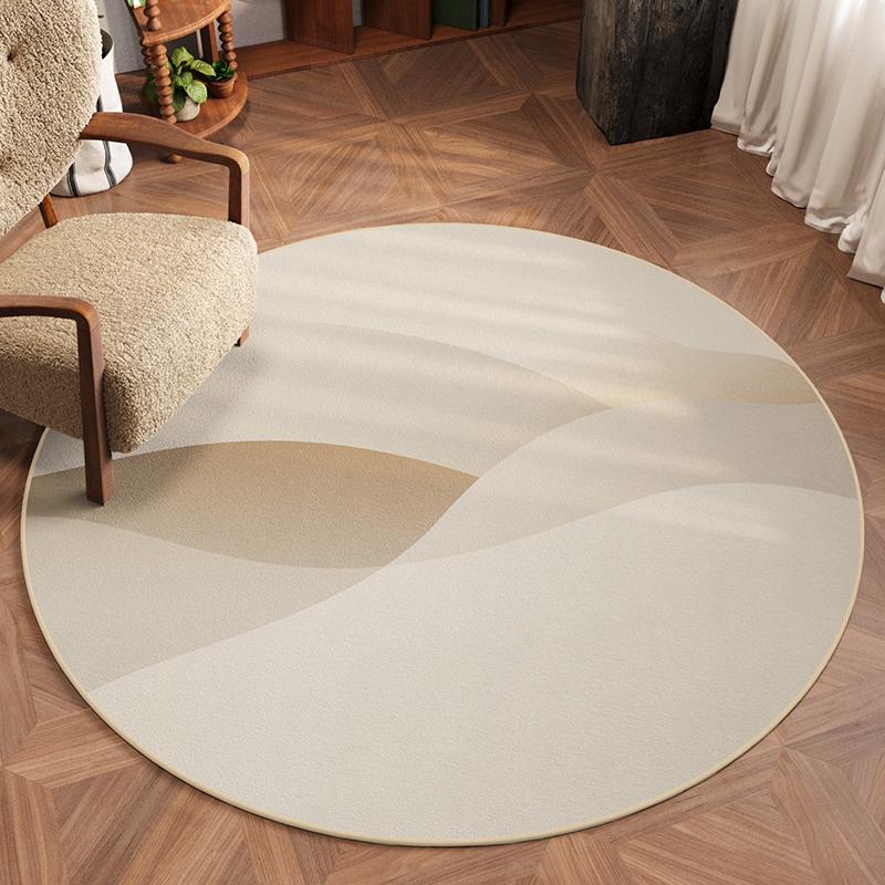 Cream Style Living Room Decoration Round Carpet Light Luxury Rugs for Bedroom Home Soft Floor Mat Anti-slip Washable Bedside Rug