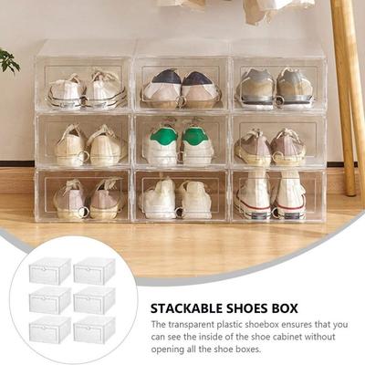 Plastic Shoe Cases Stackable Sneaker Boxes Portable Shoes Organizers  Household