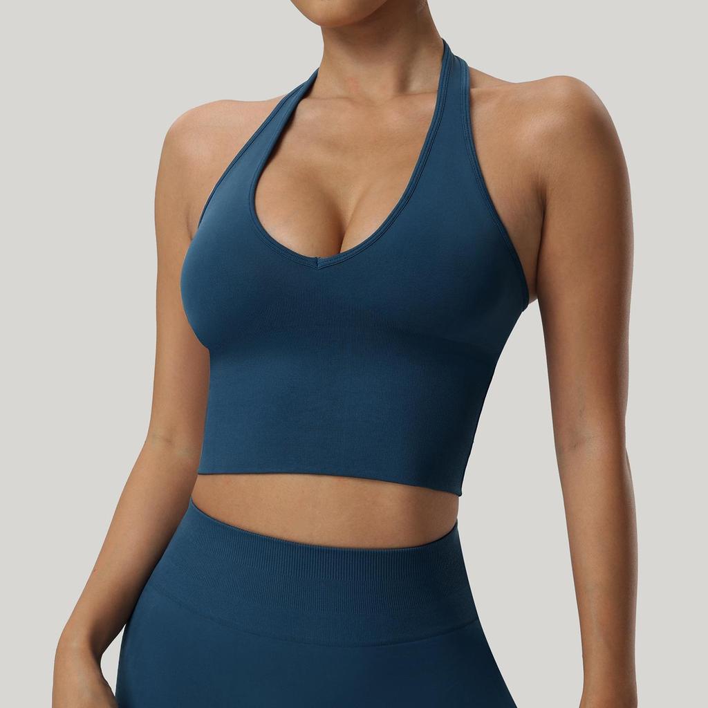 Women's High-Impact Seamless Halter Neck Sports Bra