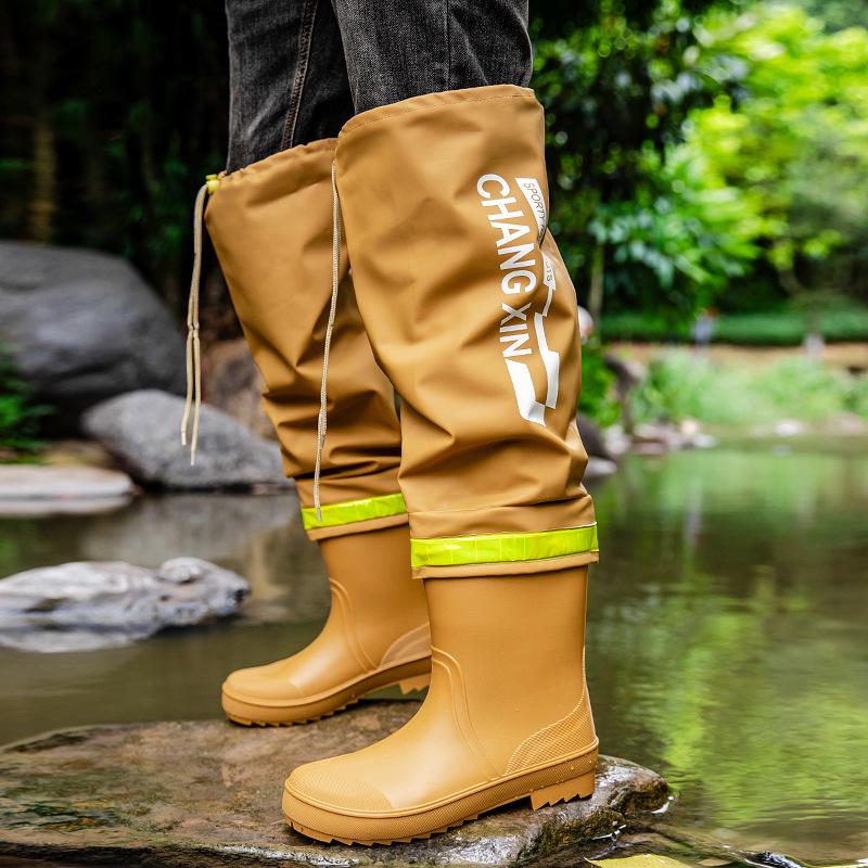 Herren Überkniehohe High-Top Regenstiefel - Hüfthohe Wasserdichte Angelwathose