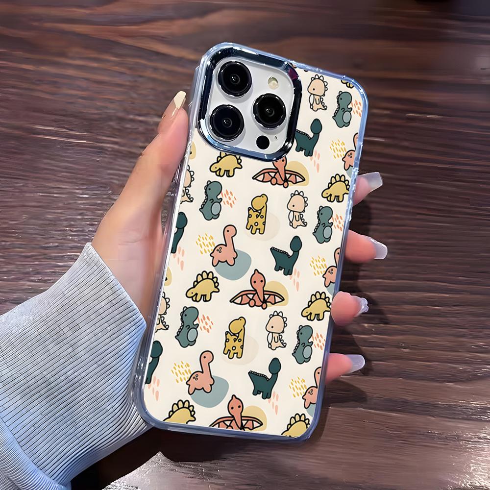 Cute Cartoon Dinosaurs Phone Case For IPhone 17 Pro Max 16 15 14 Pro Max IPhone 13 Pro Max 11 Plus Transparent Cover