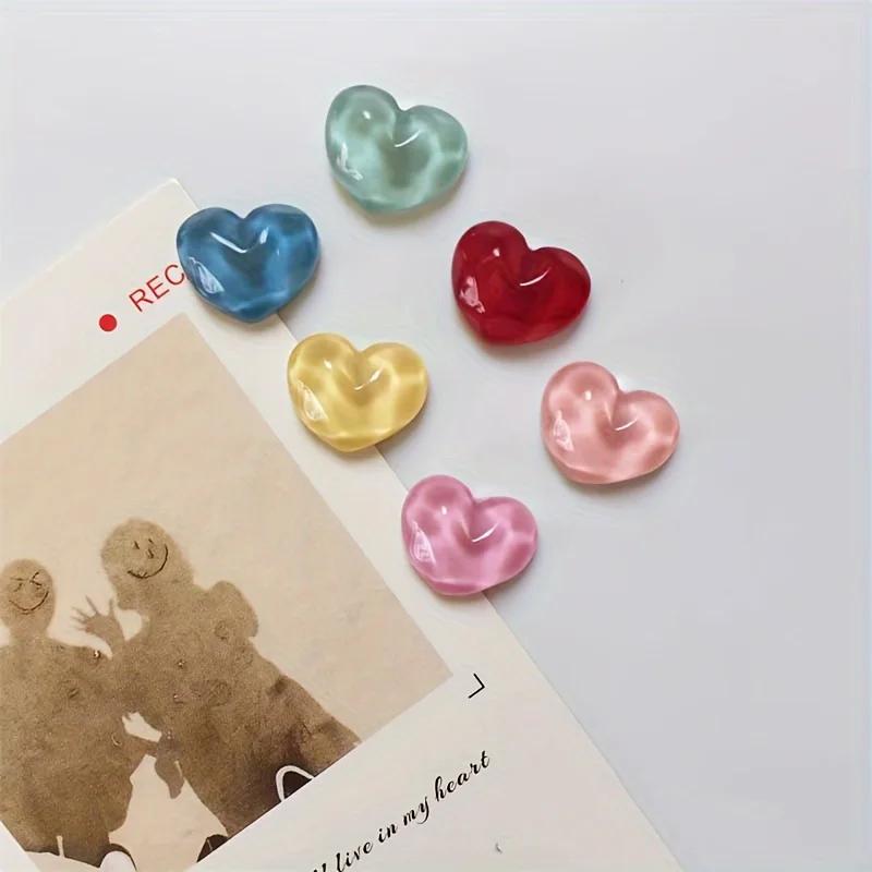 6 stk Hjerteformede Kjøleskapsmagneter Sett, Sterk Plast Vannkrusning Design, Magnetisk Whiteboard Bilde Kjøleskapstilbehør