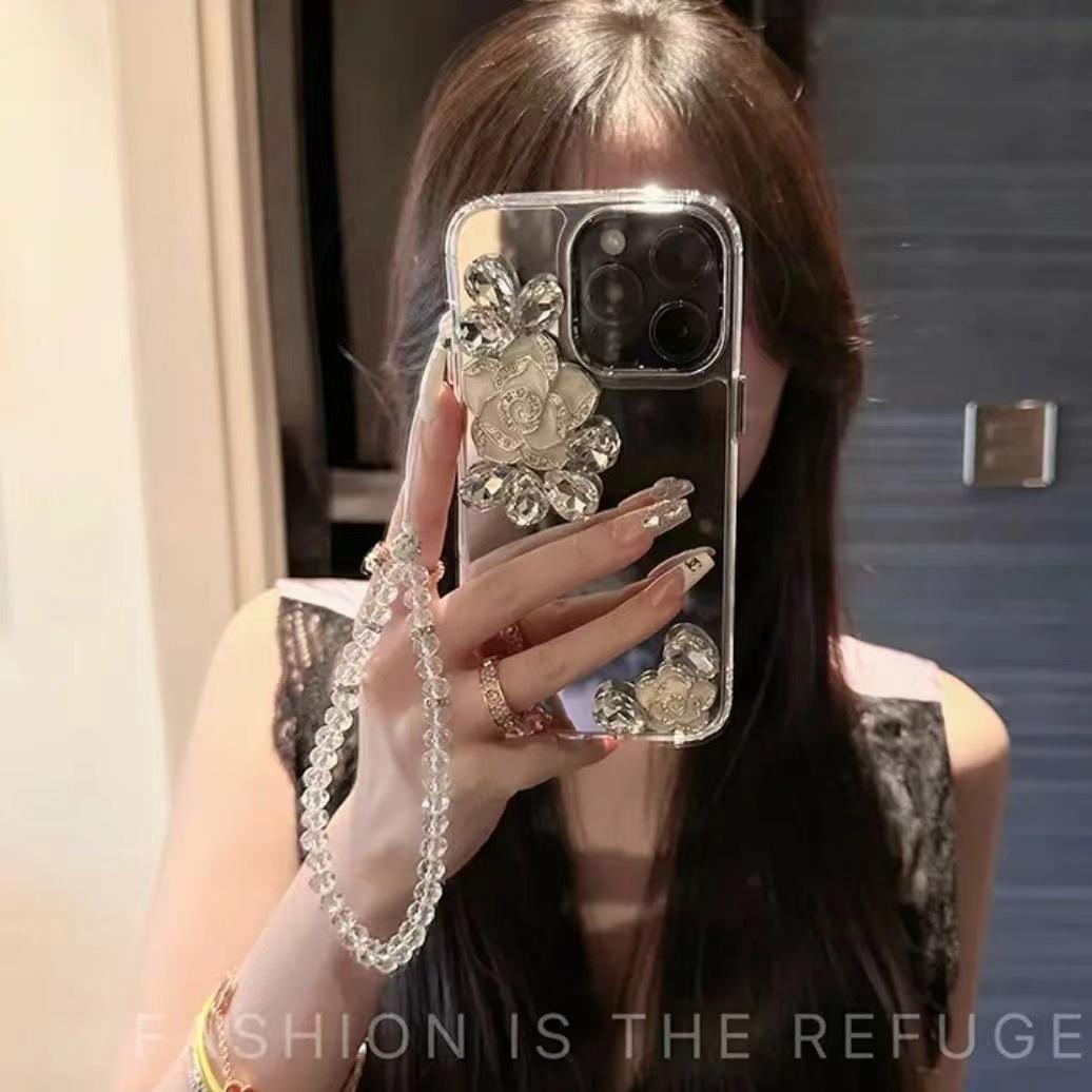 

Роскошный чехол для зеркала для макияжа со стразами Rose для iPhone 13/14/15 iPhone 8 Plus