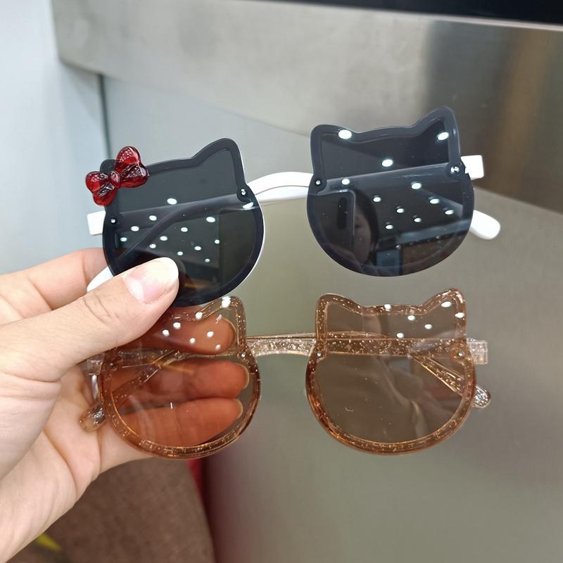 New Cartoon Cat Sunglasses Children Sunglasses Girl Fashion Sun Shade Flat Mirror Baby UV Protection Glasses Brand Design