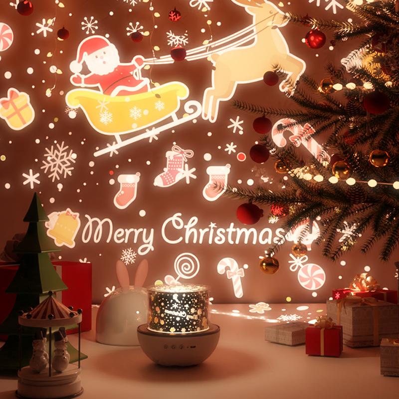 1Pc Cute Rabbit Starry Sky Projection Light USB Charging Remote Control Music Box Night Light Gift Cute Deer Bluetooth Speaker Timing Light