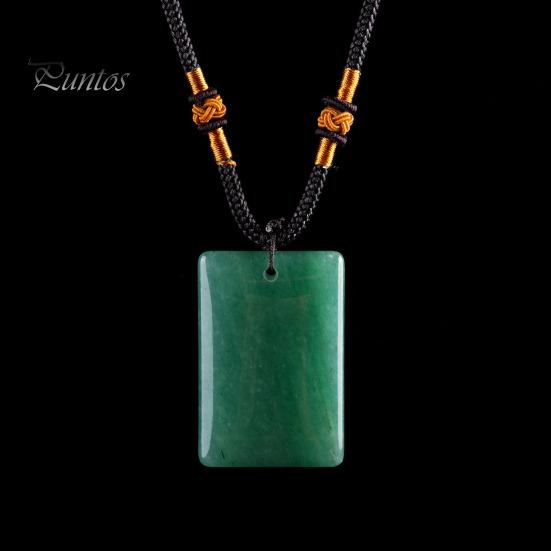 Hand Polished Stone Pendant Natural Crystal Necklace, Healing Energy Necklace with Adjustable Women Fake Jewelry Braided Rope, Gemstone for Men