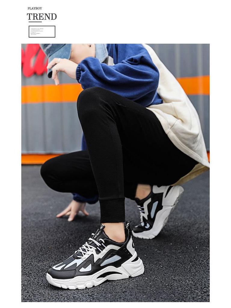 Męskie oddychające buty do biegania Flyknit - Modne sneakersy siateczkowe w koreańskim stylu dla taty z podwyższeniem na lato.