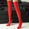 Elastic Thigh High Boots Women Super High Heels Over the Knee Boot Patent Leather Long Stripper Fetish Shoes Lady Large Size 46