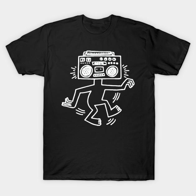 

Чоловіча чорна футболка з принтом Keith Radio Dance Haring Друк на папері для перенесення без вирізання Бавовняна футболка S чорний