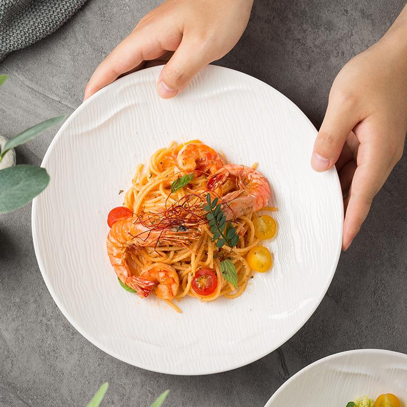 Creative Western Food Plate Household High-End Deep Plate Simple Pasta Plate Restaurant Ins Wind Plate Hotel Ceramic Tableware