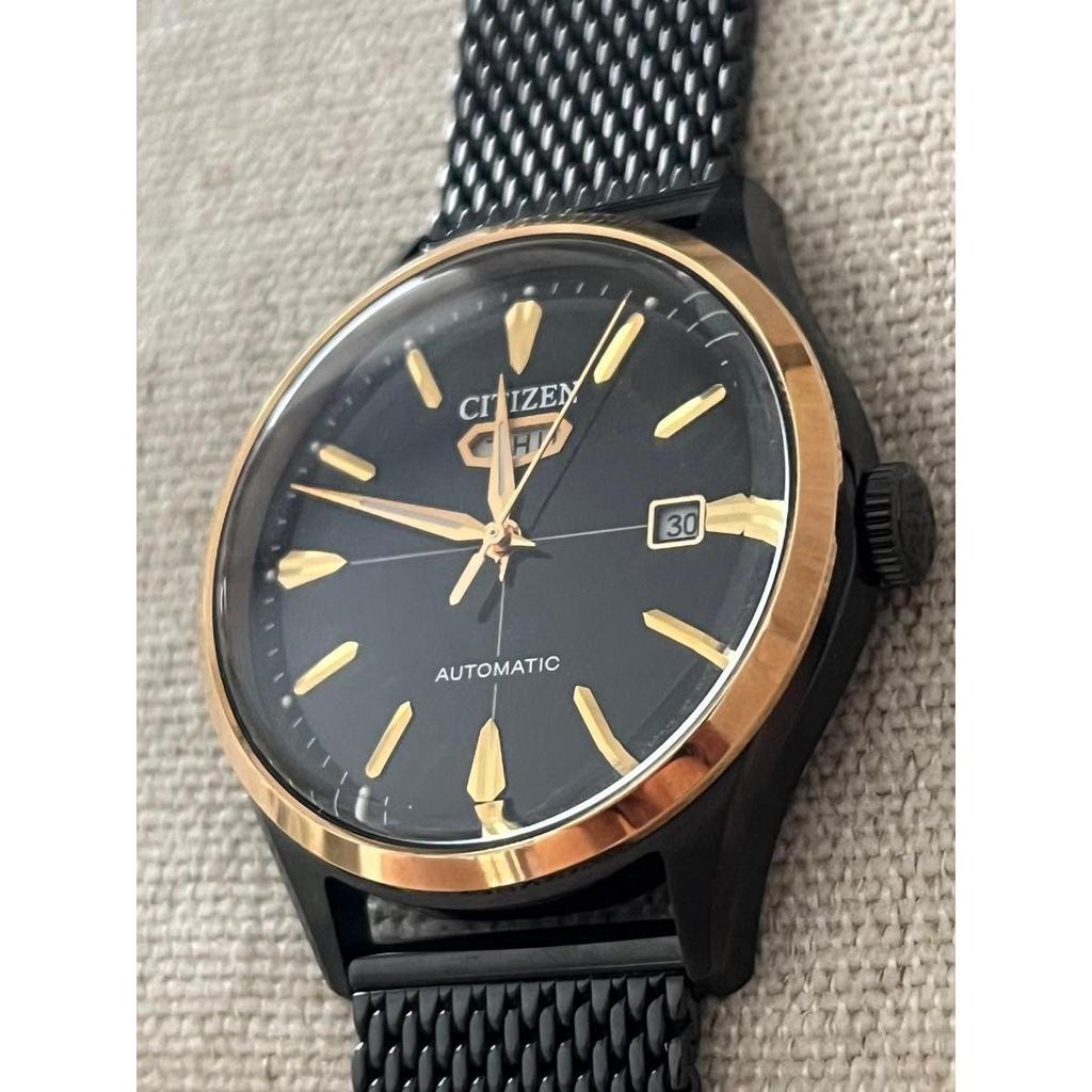 Used CITIZEN Automatic Watch Black X Gold Mesh Belt