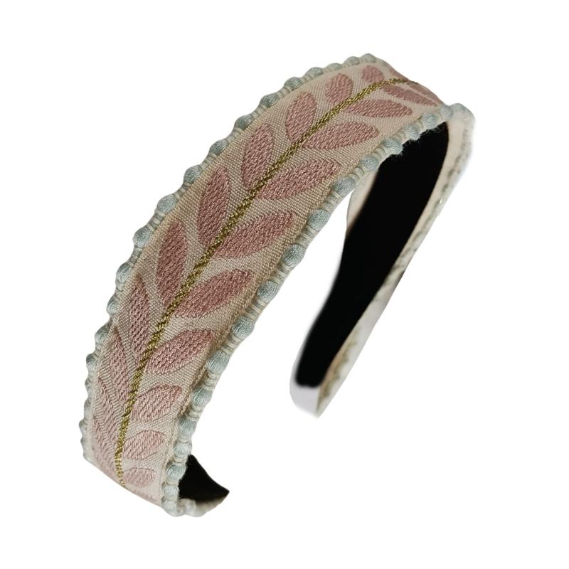 Wide Knotted Hairband With Leaf Embroidery Design Headbands Soft Fabric Hair Decoration Fashion Headwear For Women Girls