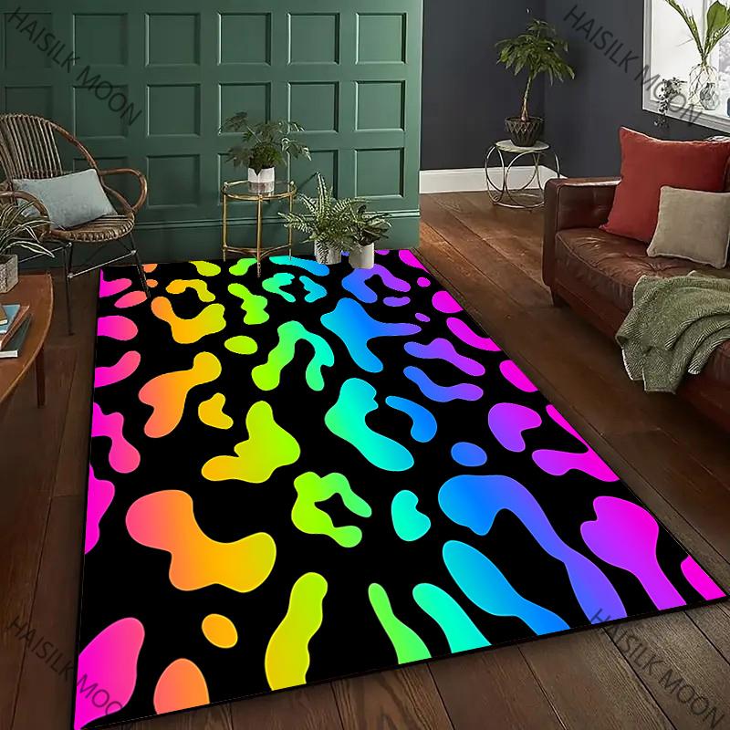 New To Colorful Leopard Theme Printed Carpet! Anti-slip Sound Insulation, Living Room Bedroom Entrance Door Mat Sofa Rugs Gifts