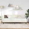 Corner Bed Frame with Mattress and Headboard 2 Pcs Cream Velvet