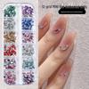 Mixed Nail Art Rhinestones: 12 Grids of Mini Colorful Irregular Champagne White Horse Eye Flat Back Rhinestones