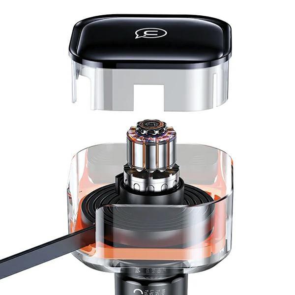 USAMS Car Charger with Retractable Cable 1xUSB-C + 1x Lightning C41 PD 30W Fast Charge Black/black CC219CC01 (US-CC219)