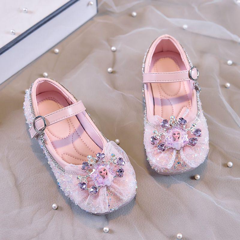 

Кристальные туфли принцессы Эльзы для девочек 2025 Весна/Осень - Детские кожаные туфли на мягкой подошве 34 (21.0CM)