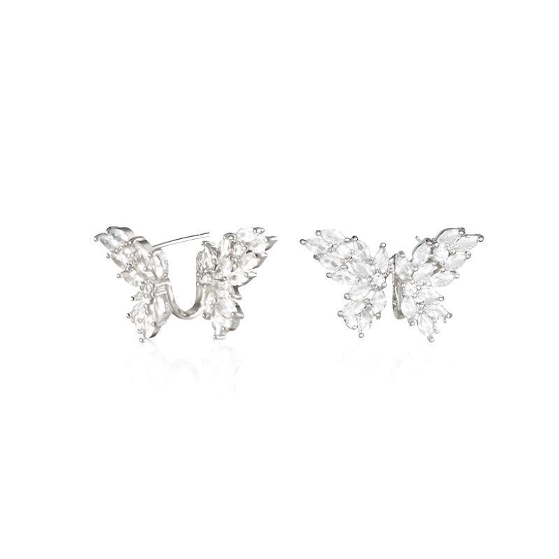 Barbie earrings Sparkling butterfly temperament, niche design, high-end sense, sweet and sparkling, versatile for daily commuting, exquisite BBE716559 серебряный