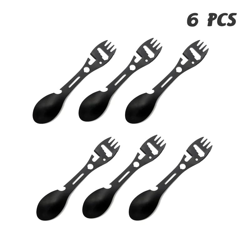 Multifunctional Outdoor Camping Tableware Portable Tableware Tools Soup Spoon Can Opener Picnic Hiking Forks Travel Equipment