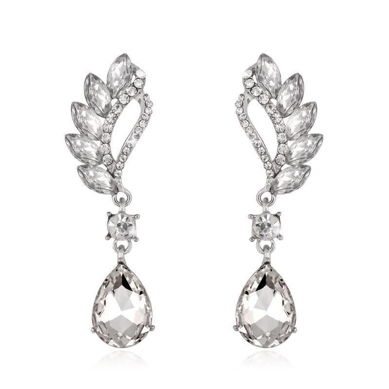 Cercei lungi Fashion pentru Femei, Albastru Alb, Forma de Picătură de Apă, Cristal Strălucitor, Zirconiu, Metal, pentru Petrecere