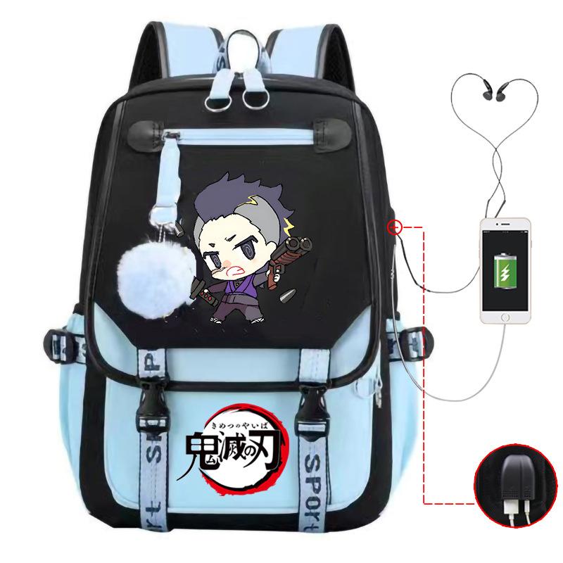 Ghost Annihilation Blade Grade 3-6 Junior High School Student High School Student School Bag Strap USB Multifunctional Backpack