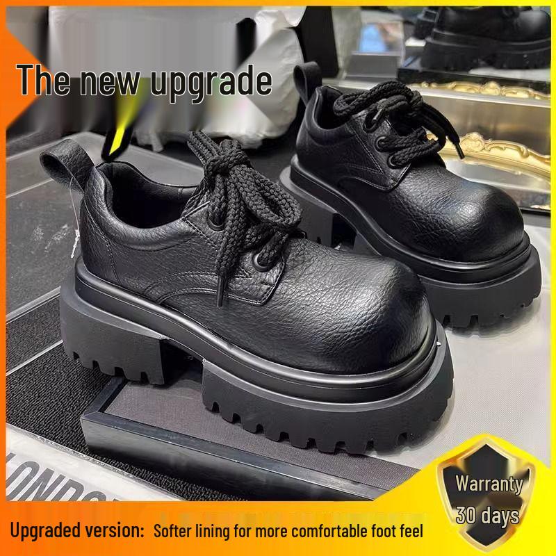 

Женские ретро туфли на массивном каблуке с круглым носком на шнуровке из кожи - Увеличивающие рост, Универсальные, Повседневный осенний стиль 38