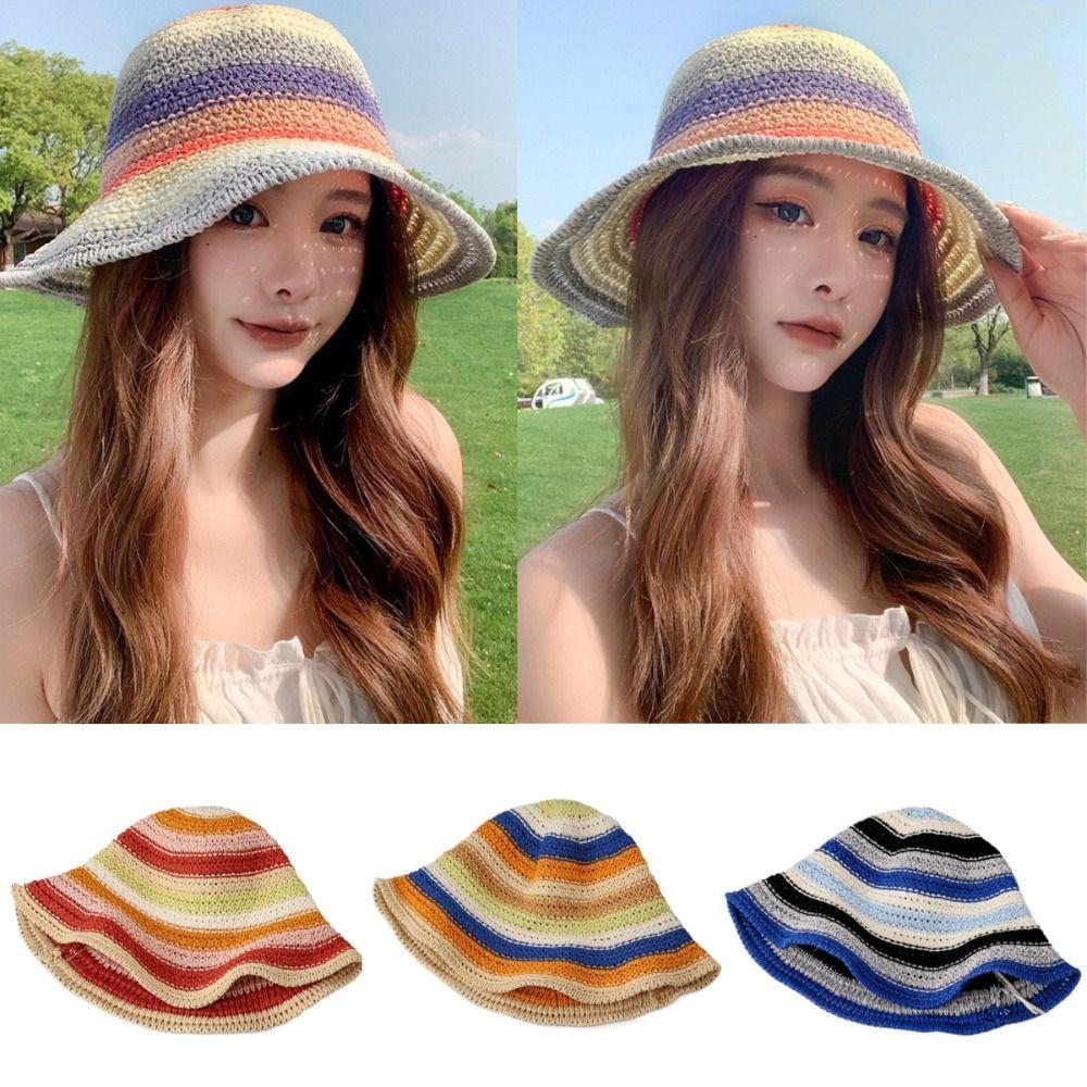 

Breathable Fisherman Hat Rainbow Sunshade Hat Versatile Sun Hat Summer