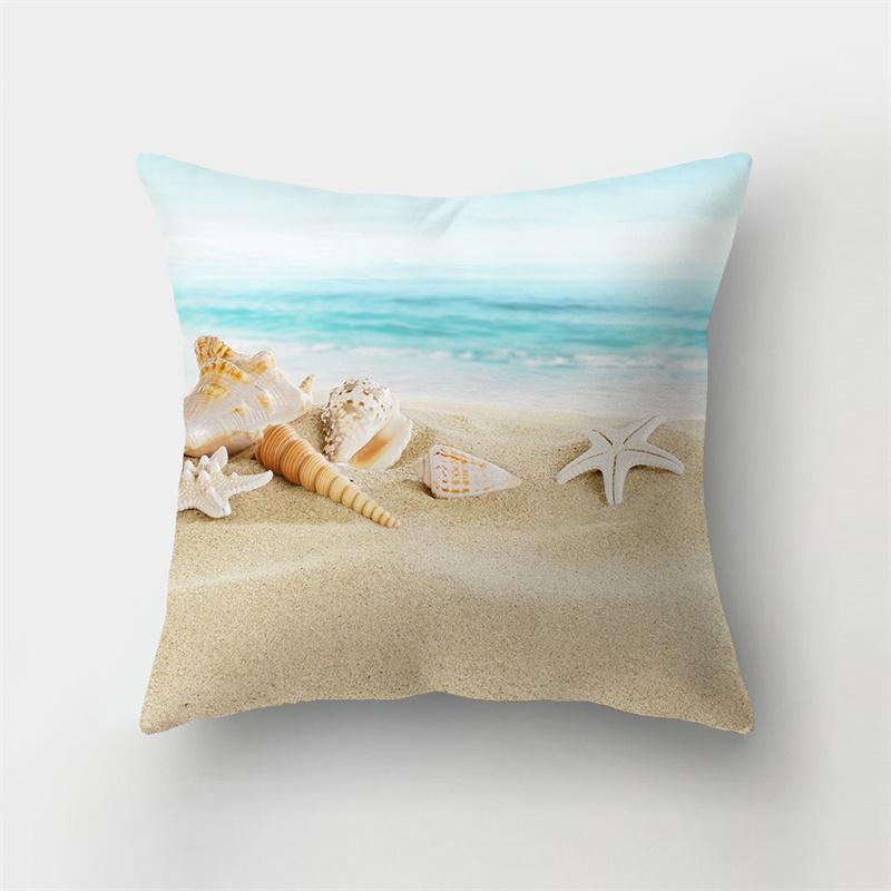 Summer Ocean Beach Scenery Imprimare Model Husă de pernă Acasă Living Room Decorare canapea Pernă pătrată Husă de pernă 40X40CM