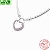 925 Sterling Silver Forever Love Vows Pink Heart -Shaped Lock Bracelet Wedding Anniversary Gift
