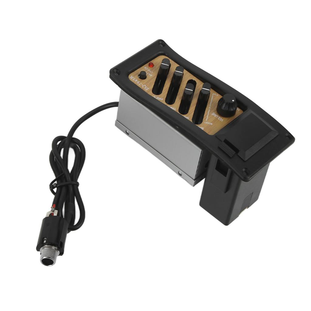 Acoustic Guitar Pickup Preamp Piezo 4 Band EQ Equalizer System Wood Grain Color 7545R