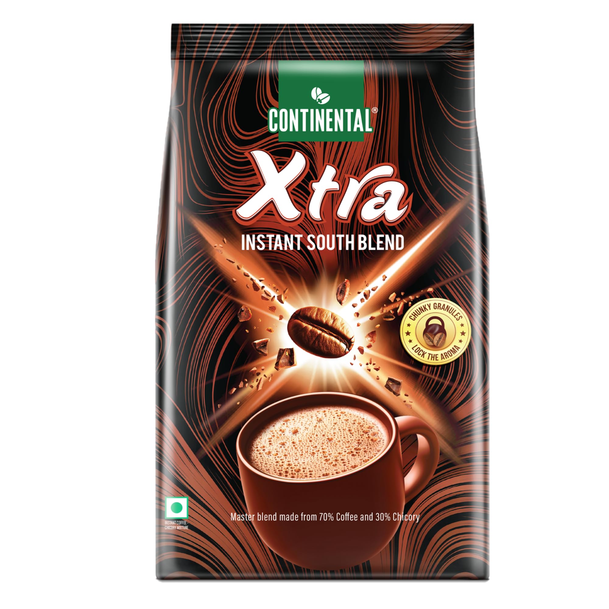 Continental Coffee Xtra Instant Coffee Powder | 200g Pouch | 70% Coffee 30% Chicory | South Blend Instant Coffee | Medium Roast | Premium Blend o