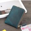 Handmade Crazy Horse Leather Wallet Retro Small Coin Money Bags Simple Wallets Zipper Pouch Card Holdes