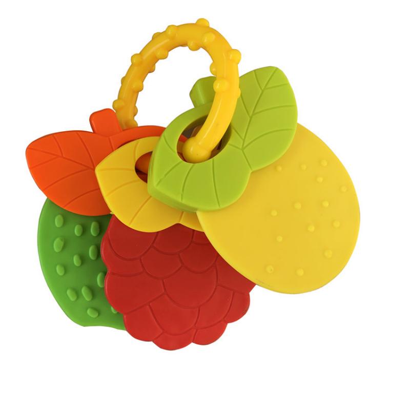 Baby Soft Rubber Rattle Fruit Style Teether Toy Newborn Food Grade Silicone Teethers Infant Training Bed Toy Kids Chewing Toys