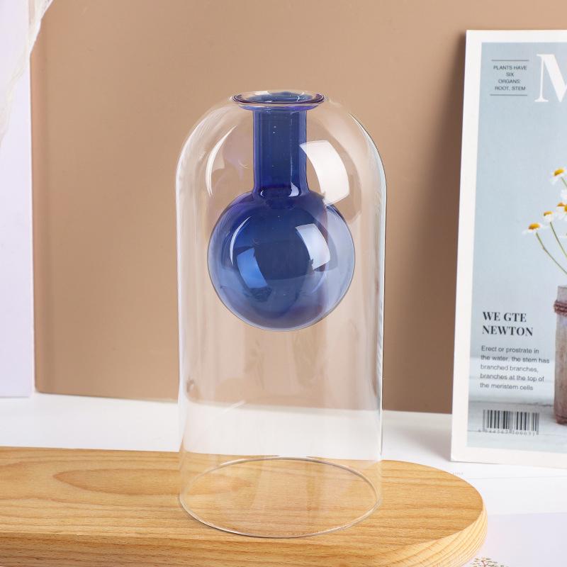 Alien Colored Glass Vase Double Glass Container Hydroponic Flower Vase