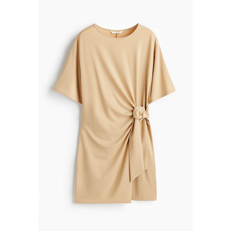 

HM 2025 Summer New Women clothes Knot Decoration Dress 1292919 Beige 165/96