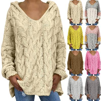 Damen Casual Fashion Pullover Strickpullover Lockerer Kapuzenpullover