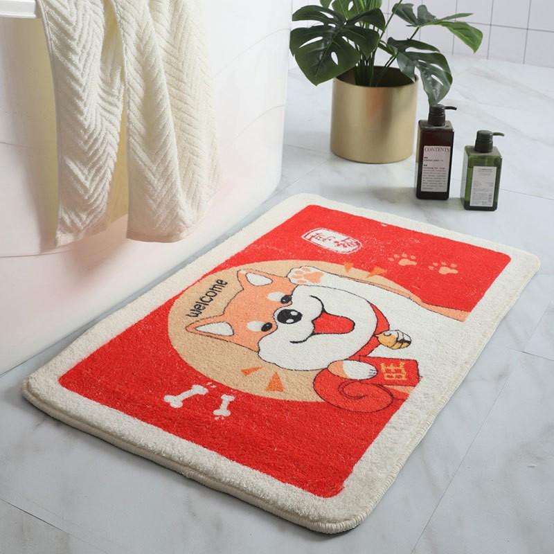 Absorbent Bath Mat Non-Slip Floor Rug Bathroom Kitchen Bedroom Entrance Soft Plush Carpet Cartoon Design