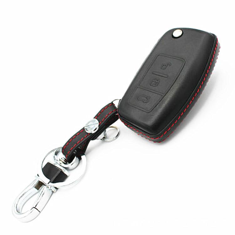 

Кожаный чехол для ключа Ford 4D из натуральной кожи для выкидного ключа-брелока с 3 кнопками для Fiesta/Focus/Mondeo Individual Packaging