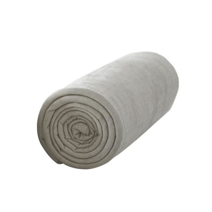 Drap housse - TODAY - 160x200 cm - 100% Coton - Couleur MASTIC - Tissage 57 fils/cm²