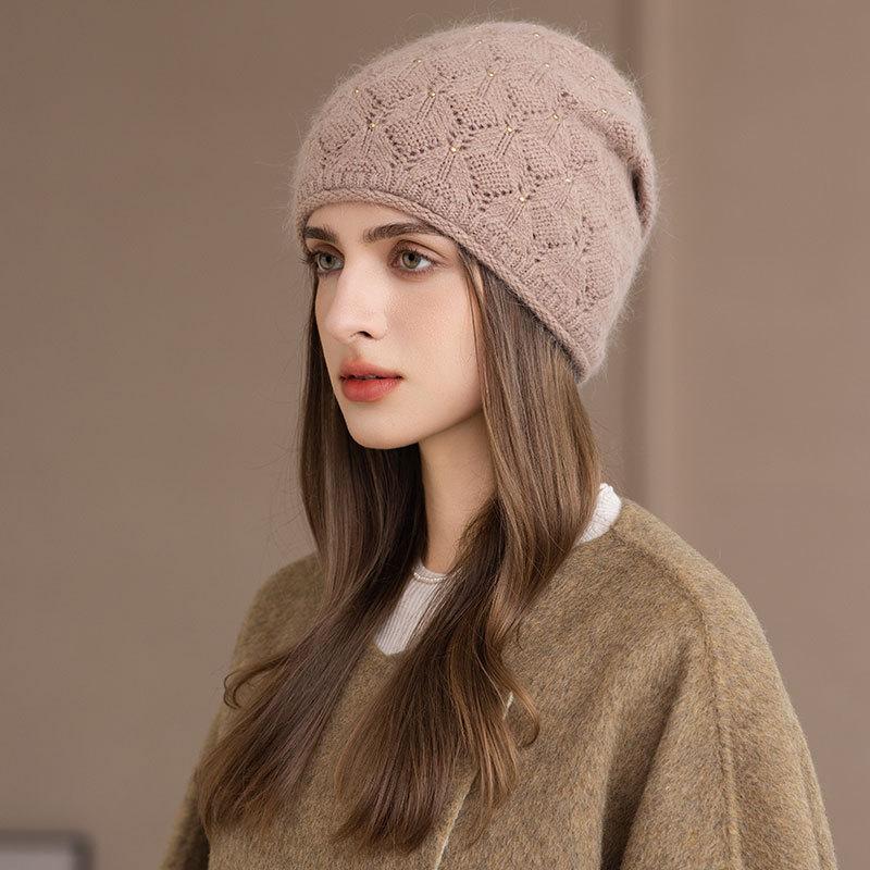 Królicze włosy dzianinowa torba czapka damska zimowa wiatr i zimno pulower wełna moda termiczna czapka