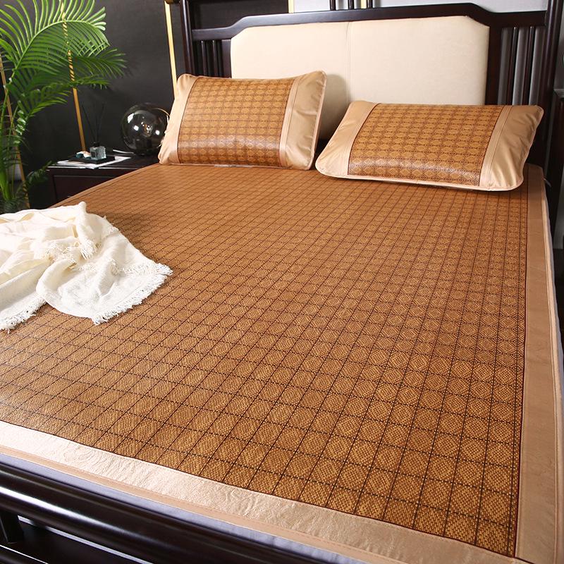 Summer Double-Sided Foldable Rattan and Ice Silk Cooling Mat