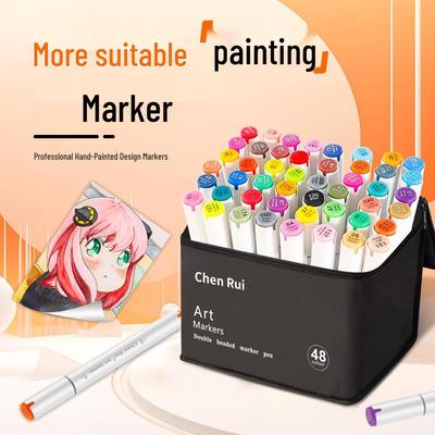 48-Color Marker Set: Fade-Resistant, Layerable, Brush-Tip for Anime & Watercolor
