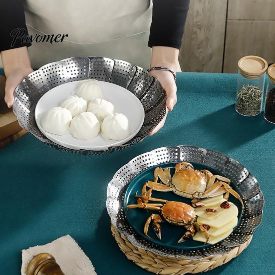 Durable Stainless Steel Colander Expandable Steamer Basket, Adjustable Folding Insert with Foldable Basket for Cooking Handle, Portable Drain