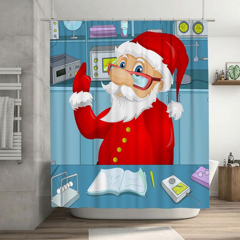 

Tu Bathroom Shower Curtain Vintage Scientist Lab Pattern Waterproof Decor Washable Fabric Backdrop W60H190(CM)-1 Pcs