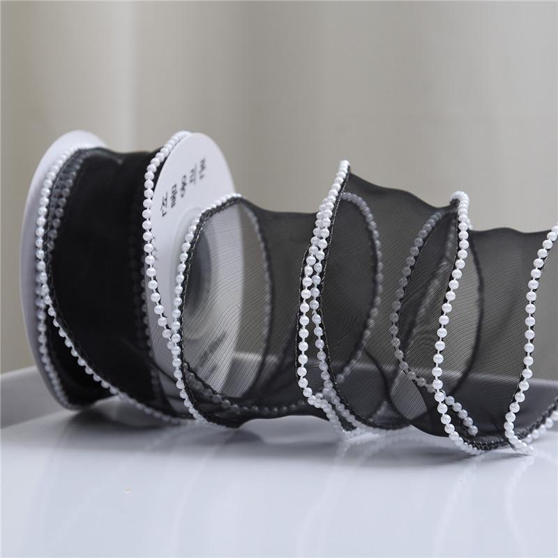 

1PC Pearl-edged Fishtail Wavy Ribbon Cake Bouquet Decorative Ribbon Fairy Breath Fluttering 4cmx4.5m 4cmx4.5m