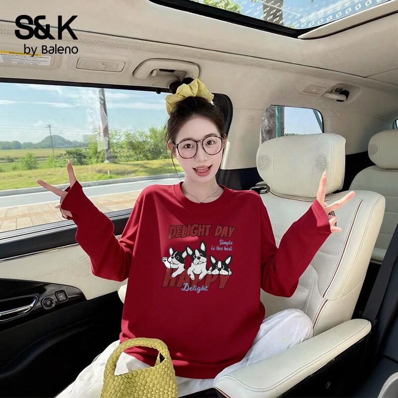 Baleno S&K 200g Pure Cotton Long Sleeve T-shirt with Cartoon Print for Women XL