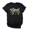 Camiseta De Aniversrio Vintage 1970 Feminina Top Grfico Preto Harajuku Festa De Aniversrio De Quarentena Streetwear Casual