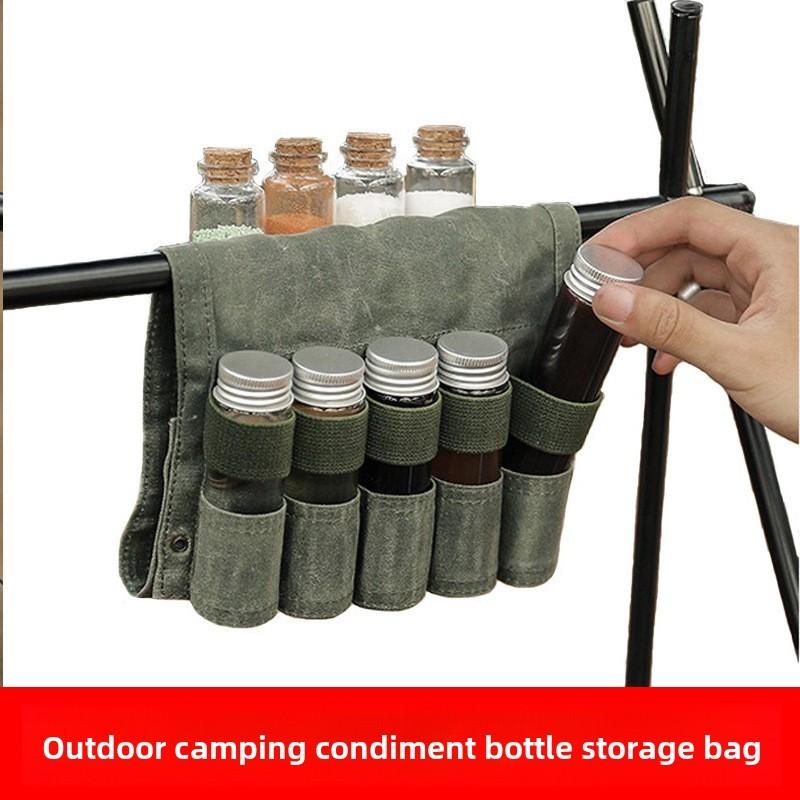 Outdoor Camping Spice Bottle Storage Bag With Portable Travel Design For Barbecue Enthusiasts