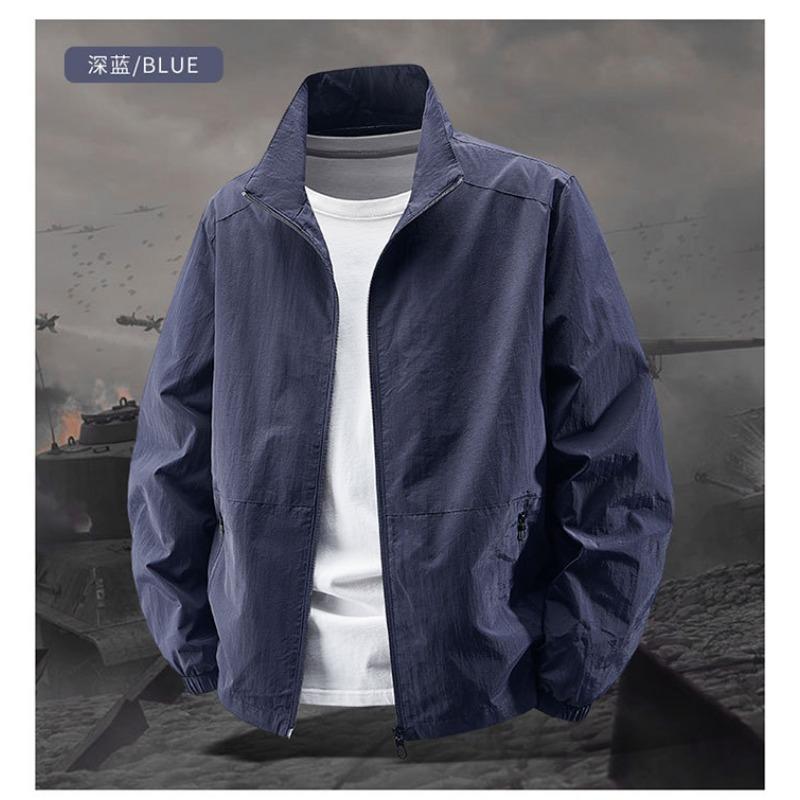 Men S Stand Collar Waterproof Thin Jacket Casual Fashion Solid Color