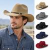 Classic Western Cowboy Hat Metal Buckle Strap Cowboy Hat Vintage Felt Cowboy Hat  Daily Matching